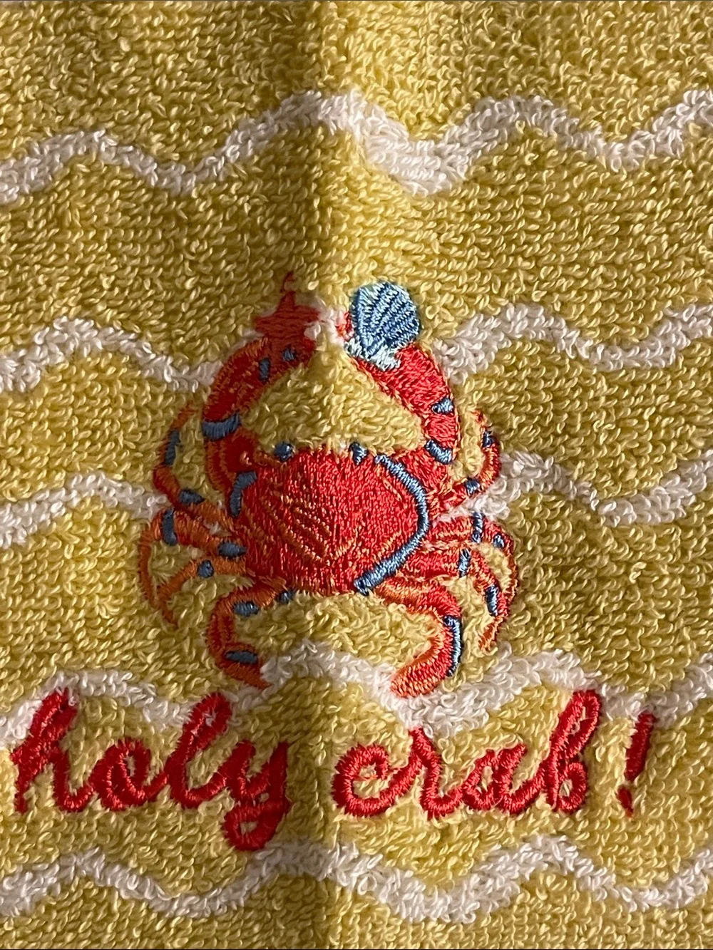 Holy Crab Icon Embroidered Hand Towel from Anthroplologie